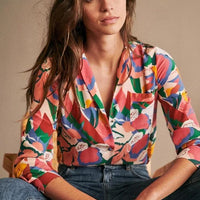 Simple Floral Silk Print Shirt