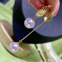 White pearl earrings angel wings