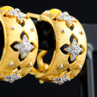 S925 Silver Gold Plated Hollow Four Leaf Clover Earrings