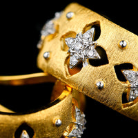 S925 Silver Gold Plated Hollow Four Leaf Clover Earrings