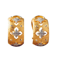 S925 Silver Gold Plated Hollow Four Leaf Clover Earrings