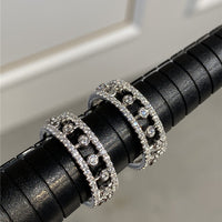 Stylish And Simple Inlaid High Carbon Diamond Stacked Band Ring Ring