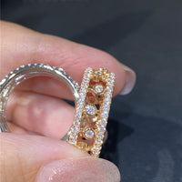 Stylish And Simple Inlaid High Carbon Diamond Stacked Band Ring Ring