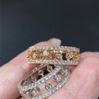 Stylish And Simple Inlaid High Carbon Diamond Stacked Band Ring Ring