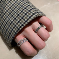 Stylish And Simple Inlaid High Carbon Diamond Stacked Band Ring Ring