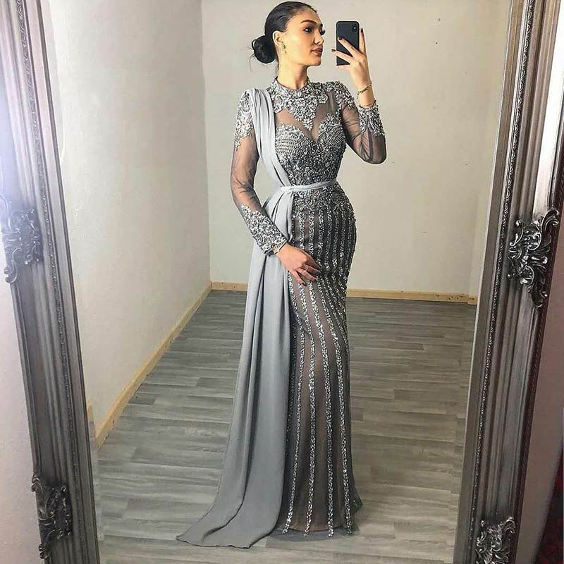 Long Sleeve Fishtail Slim Dress – Fashion Dora