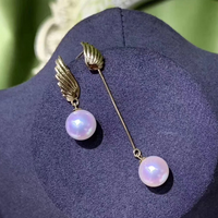 White pearl earrings angel wings