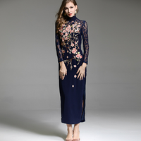 Dignified And Elegant Chinese Style Embroidered Flower Dress
