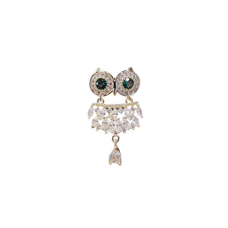 Owl Imitation Crystal Brooch Personalized Cardigan Pin