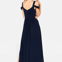 Long Floor Length Elegant Greek Style Chiffon Pleated Dress