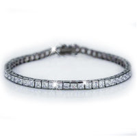 Sterling Silver Bracelet With Square Diamonds And Electroplated Real Gold