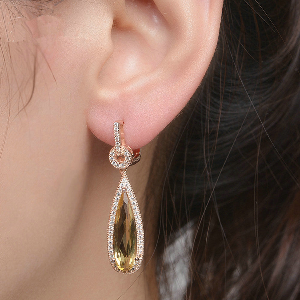 Natural water drop Crystal Earrings