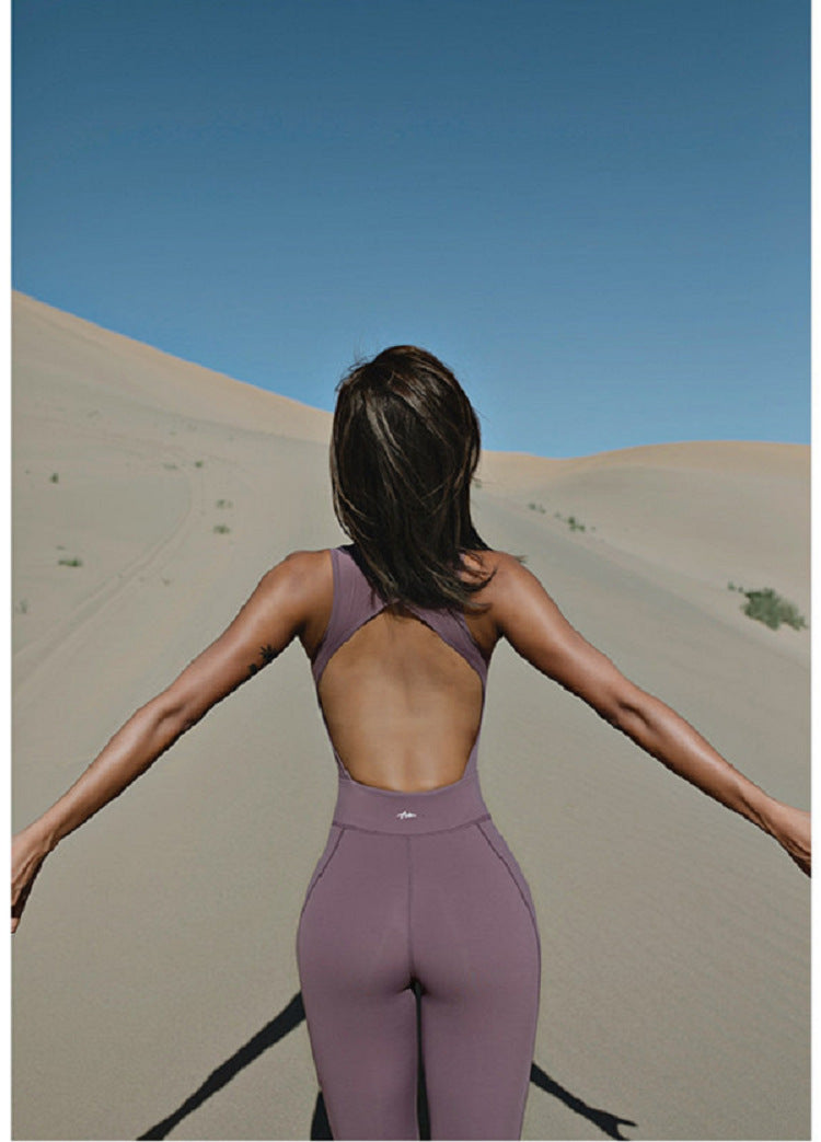 Nude High-End Fashion Yoga Suit