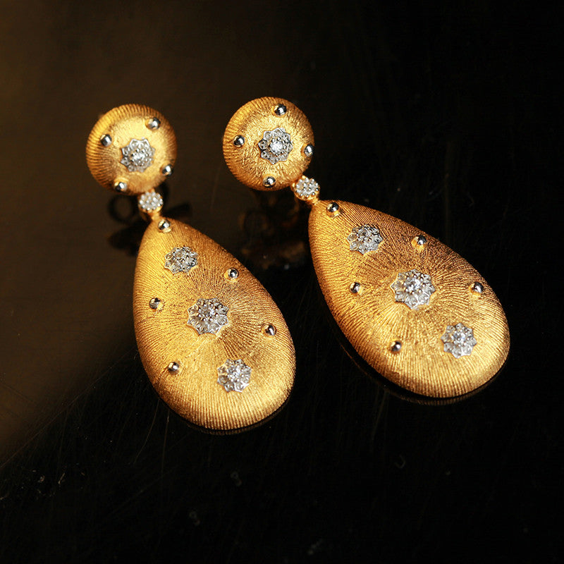 S925 Silver Gold Plated Brushed Earrings Women