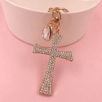 Hot Sale Christian Water Drop Diamond Cross Keychain