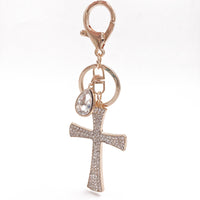 Hot Sale Christian Water Drop Diamond Cross Keychain