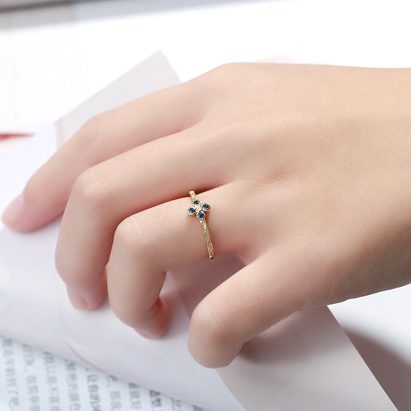 Ran Sapphire Four Leaf Clover Ring