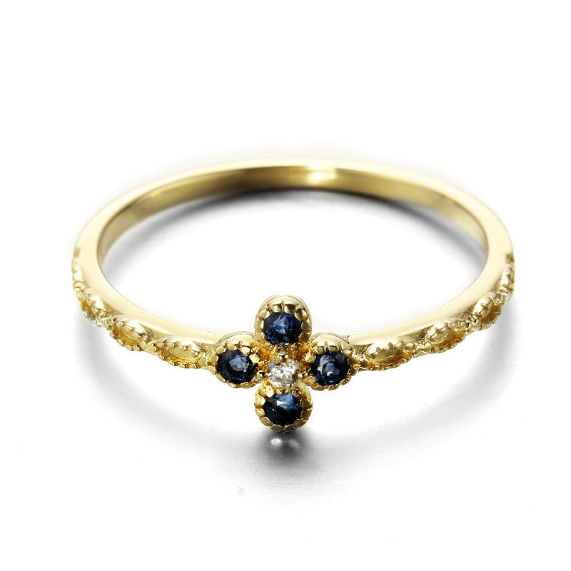 Ran Sapphire Four Leaf Clover Ring