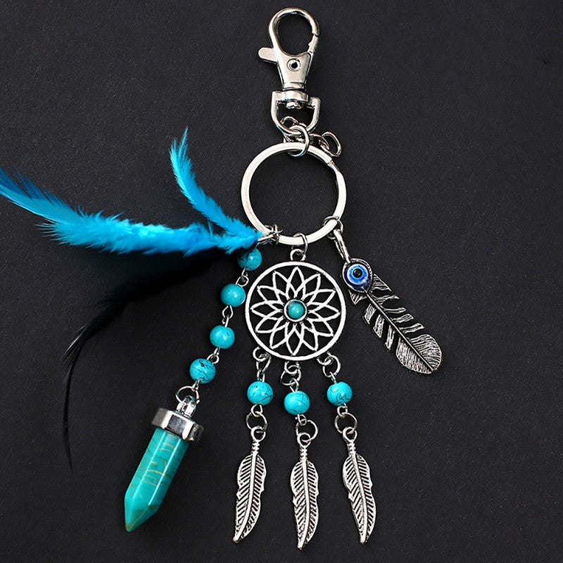 Bohemian Alloy Dream Catcher Tassel Pendant Keychain