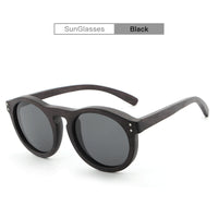 Round Wooden Sunglasses With Polarized Rivets