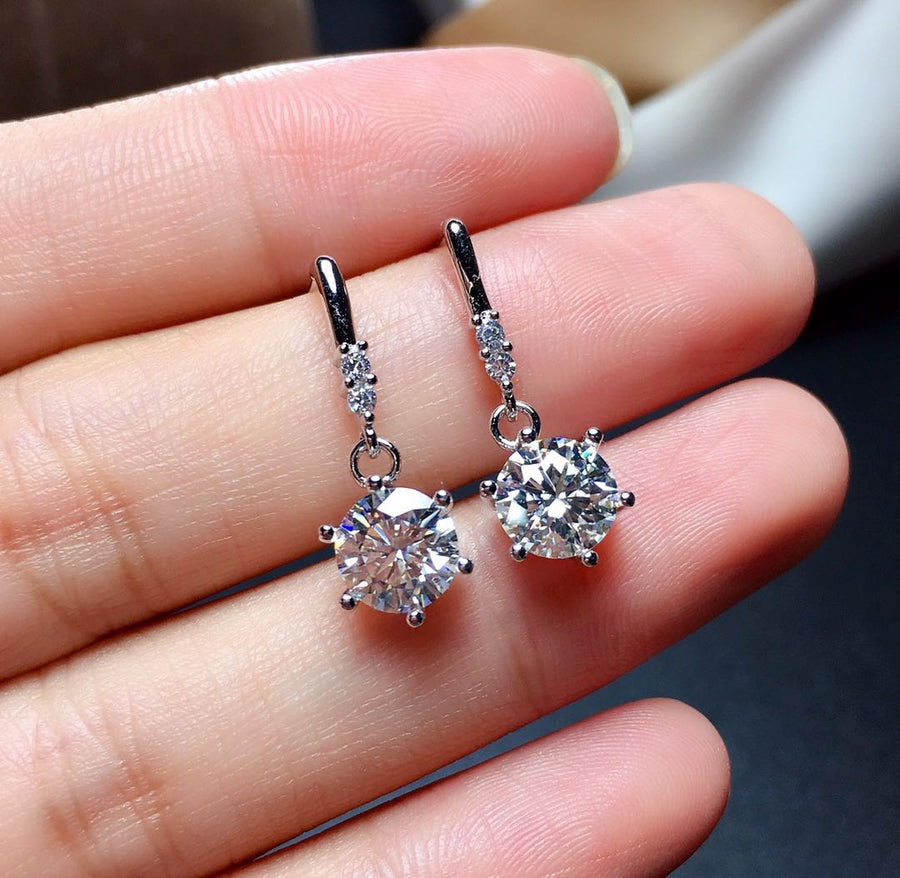 One Carat Moissanite Diamond Earrings