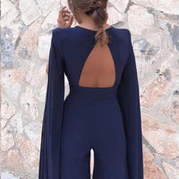 Deep V Neck High Waist Chiffon Long Sleeve Halter