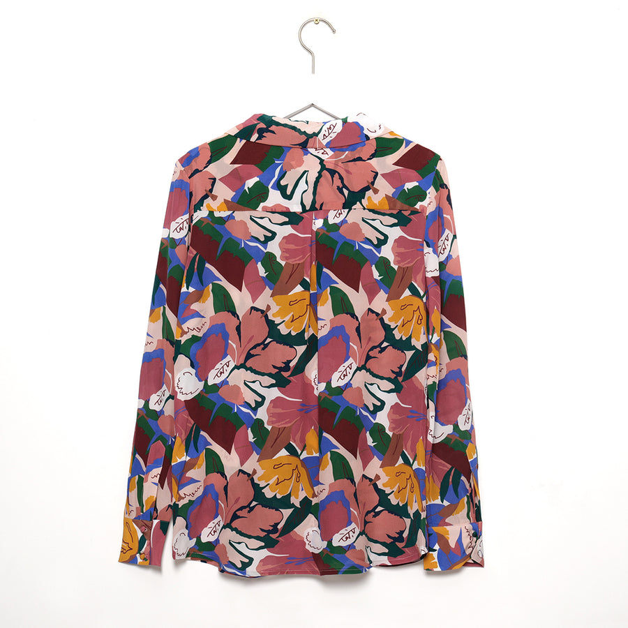 Simple Floral Silk Print Shirt