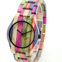 Colored Bamboo Wood Carving Couple Watch