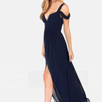 Long Floor Length Elegant Greek Style Chiffon Pleated Dress