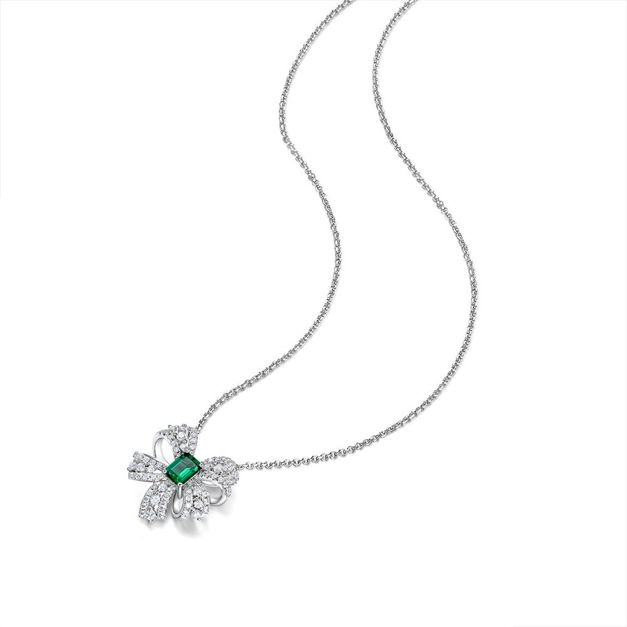 Luxury Cultivated Emerald Sterling Silver Female Pendant