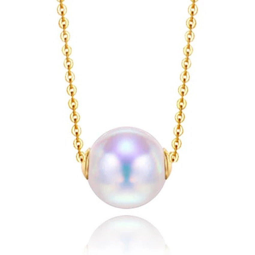 18K gold chain pearl pendant necklace