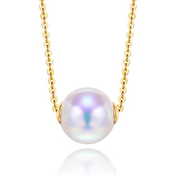 18K gold chain pearl pendant necklace