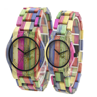 Colored Bamboo Wood Carving Couple Watch