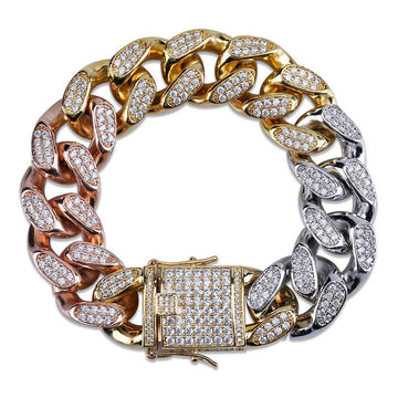 Men's Full Zircon Buckle Cuban Chain Bracelet