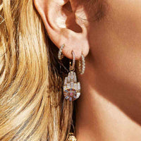 925 Sterling Silver Hand Lucky Palm Earrings