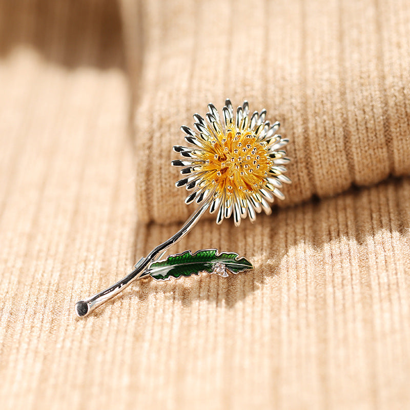 Top Quality Copper Zircon Dandelion Brooch