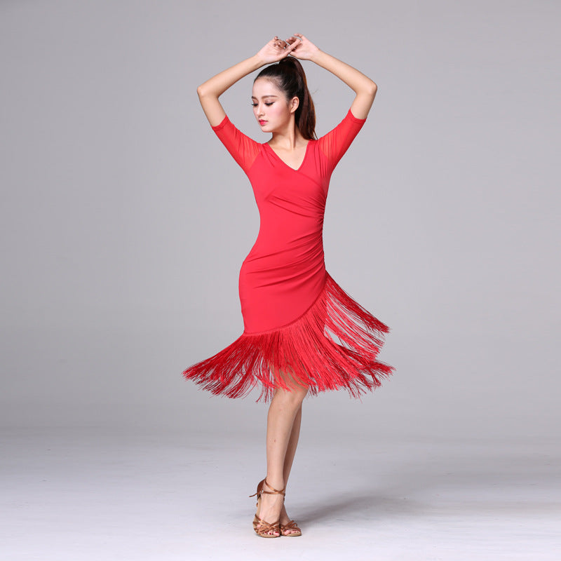 Ice Silk Fringed Dance Training Dance Performance Costume