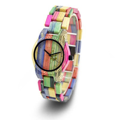 Bamboo wood color dynamic wooden watch