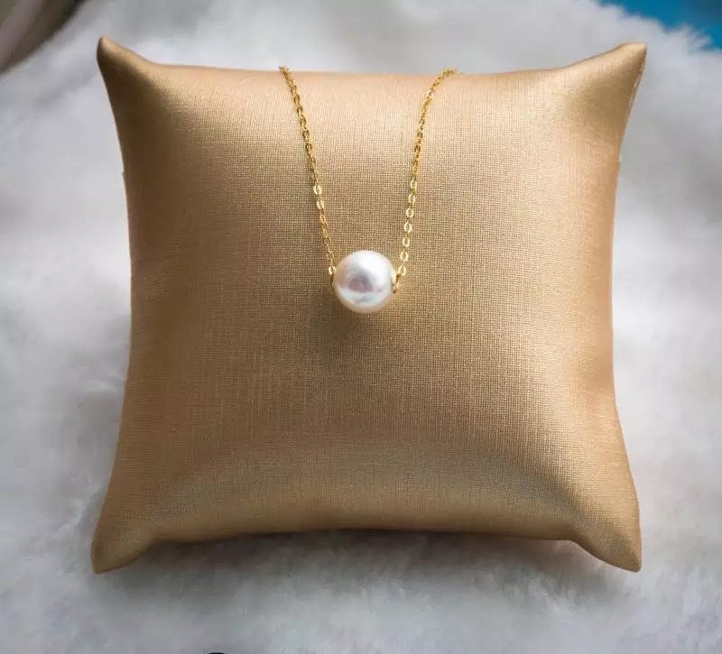 18K gold chain pearl pendant necklace