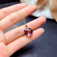 Fashion Amethyst Female Pendant Earring Set