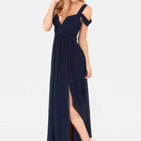 Long Floor Length Elegant Greek Style Chiffon Pleated Dress