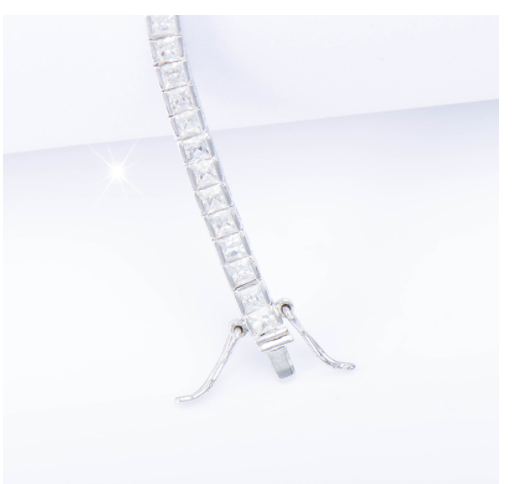 Sterling Silver Bracelet With Square Diamonds And Electroplated Real Gold