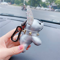 Creative Leather Diamond Dog Keychain