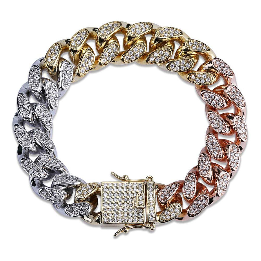 Men's Full Zircon Buckle Cuban Chain Bracelet