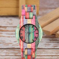 Colored Bamboo Wood Carving Couple Watch