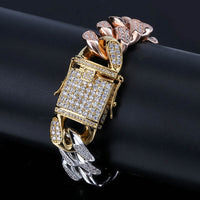 Men's Full Zircon Buckle Cuban Chain Bracelet