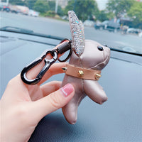 Creative Leather Diamond Dog Keychain