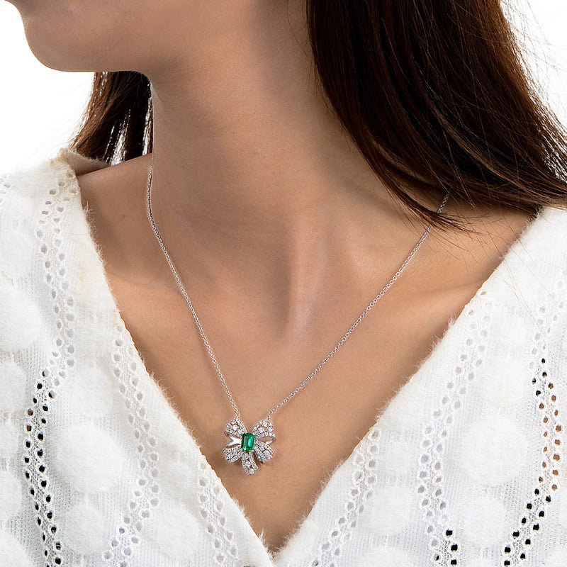 Luxury Cultivated Emerald Sterling Silver Female Pendant