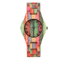 Colored Bamboo Wood Carving Couple Watch