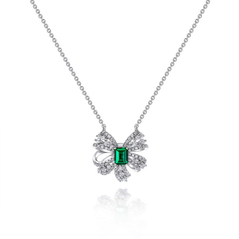 Luxury Cultivated Emerald Sterling Silver Female Pendant